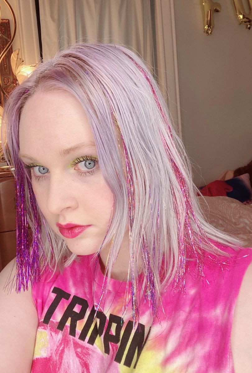 how to get glitter tinsel hair diy