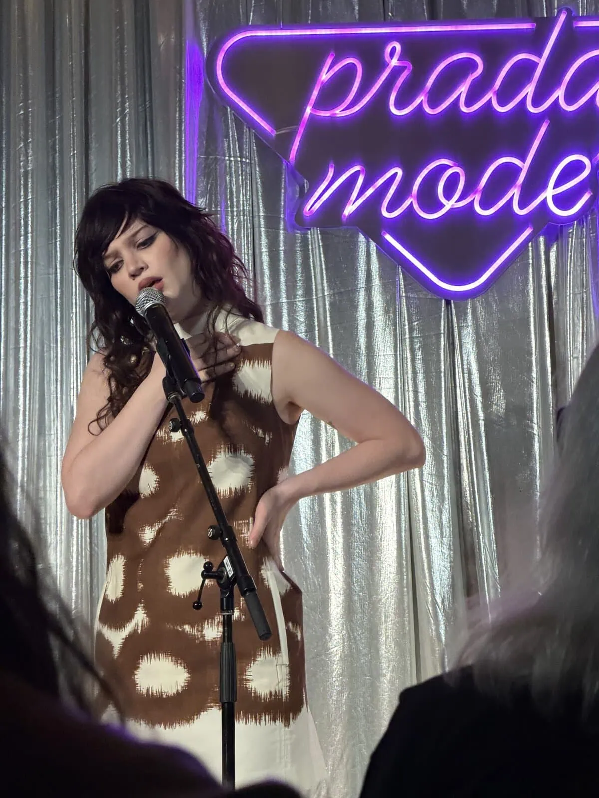 sophie thatcher first live music performance prada mode